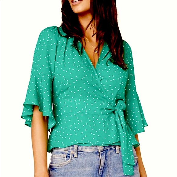 BB Dakota Tops - BB DAKOTA X STEVE MADDEN Micro-Dot Wrap Top NWT S